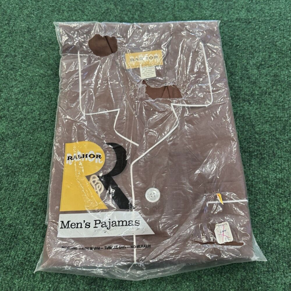 Vintage Rabhor Men’s Pajamas Brown A Small NWT NOS 60s 70s Deadstock Mod Lounge